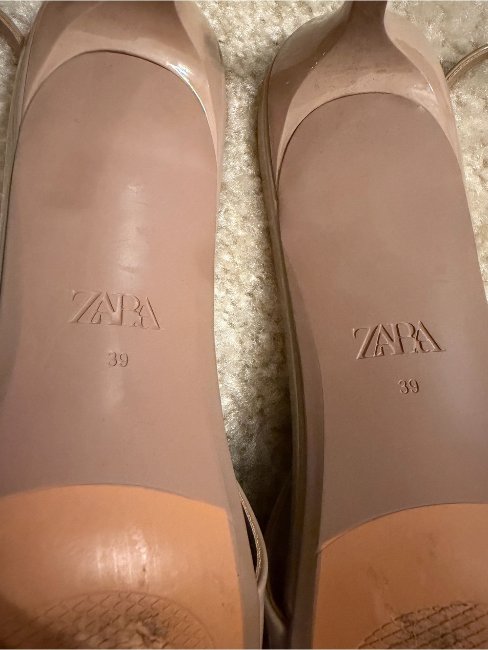 Zara Patent Pointed Slingback Kitten Heels in Taupe - Picture 4 of 5